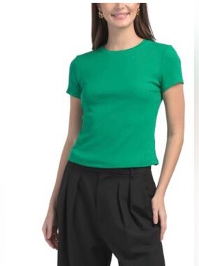 Tipsy Elves Green Fitted Crew Neck Tee Shirt XS Soft Stretch Casual Top